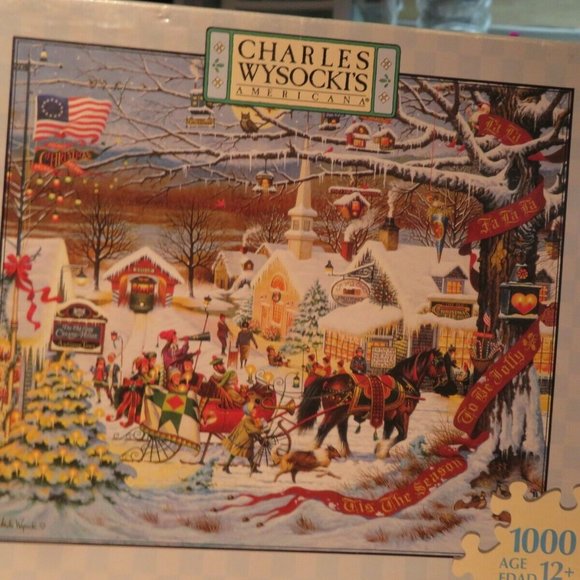 WYSOCKI Small Town Christmas 1000 Pce Puzzle COMPLETE (P172) - Picture 1 of 6